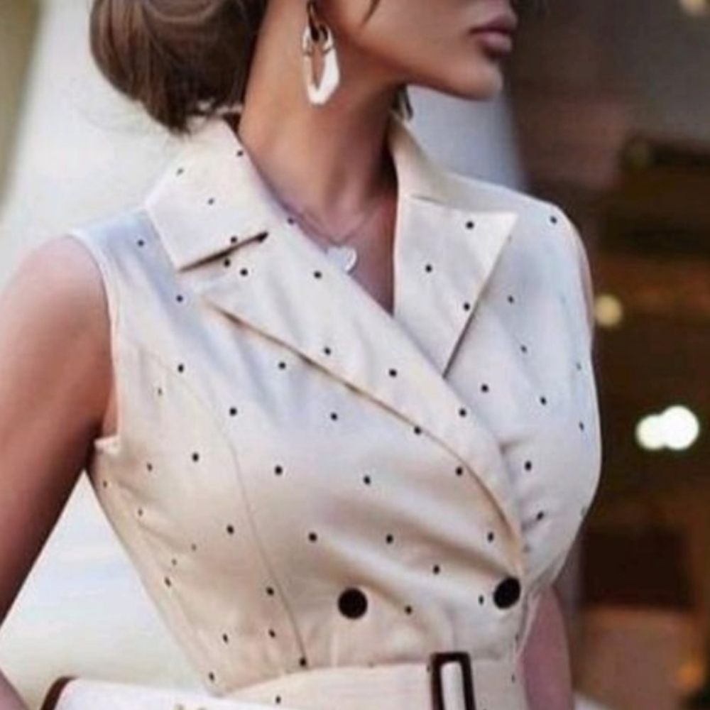Chic Me vintage style polka dot sleeveless dress. Double breasted style.